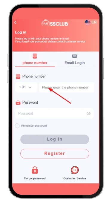 Enter your registered mobile number